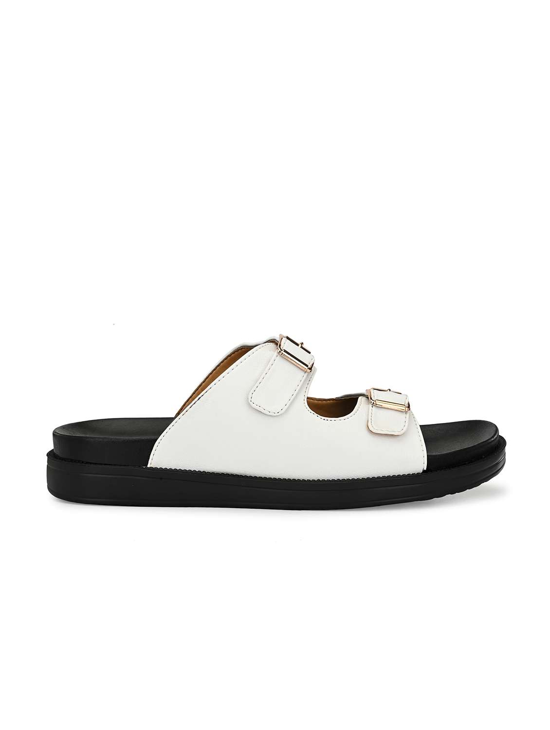 white synthetic & mesh slip on slippers - 19977199 -  Standard Image - 1