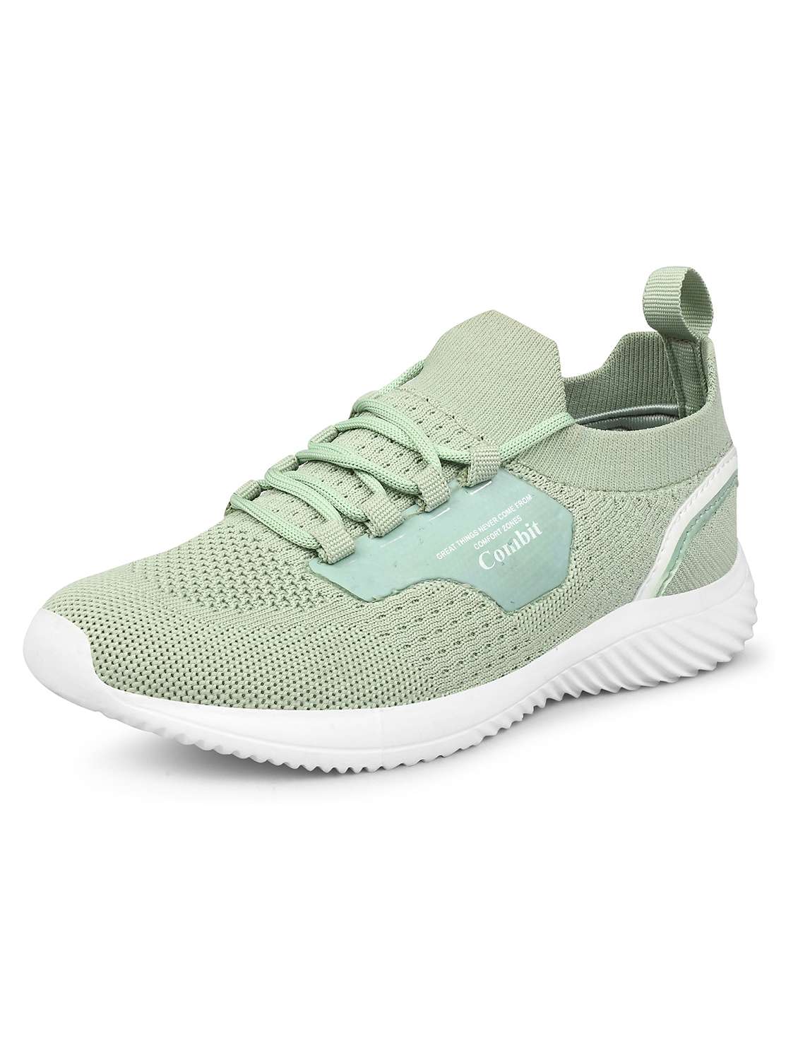 green lace up sport shoe