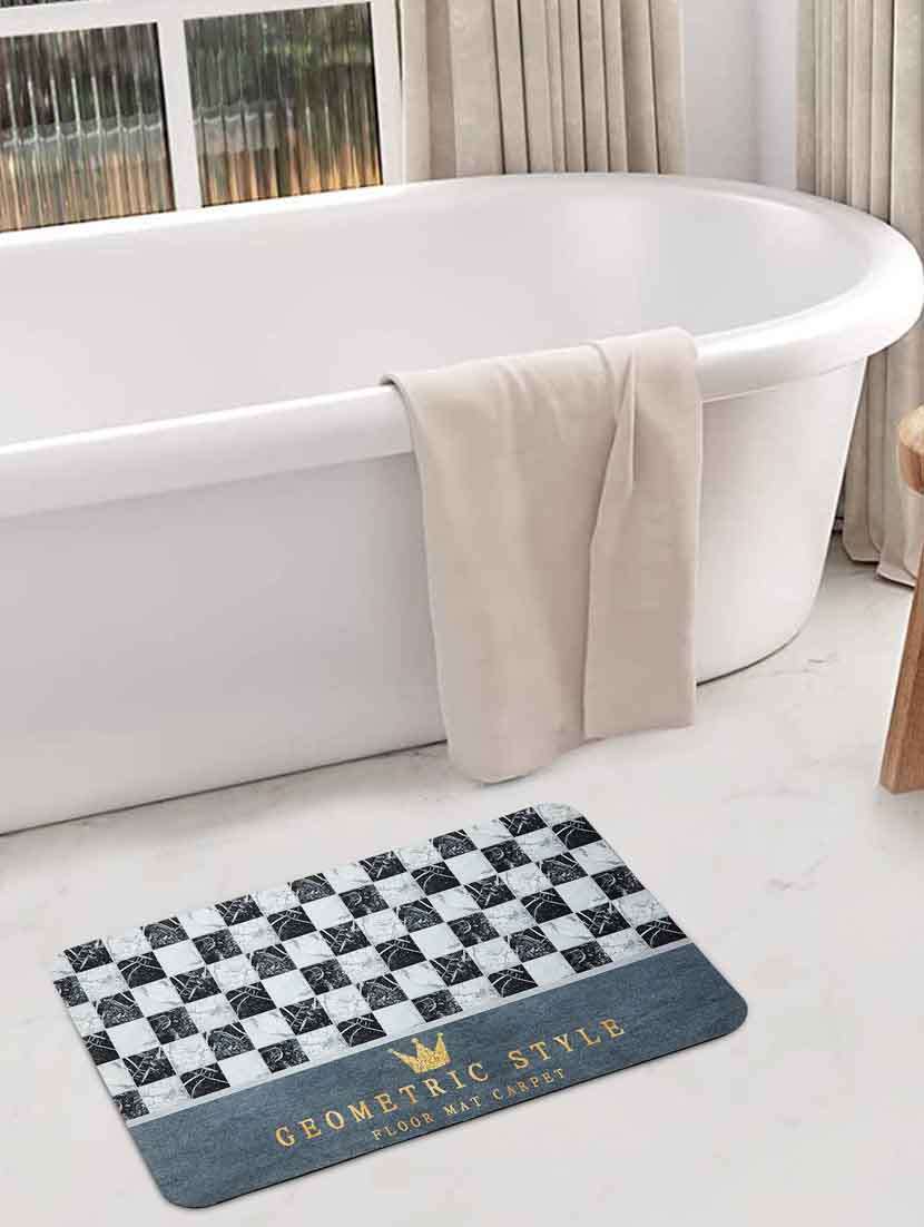 fabinaliv multicolor geometric rubber bath mat (60x40 cm)