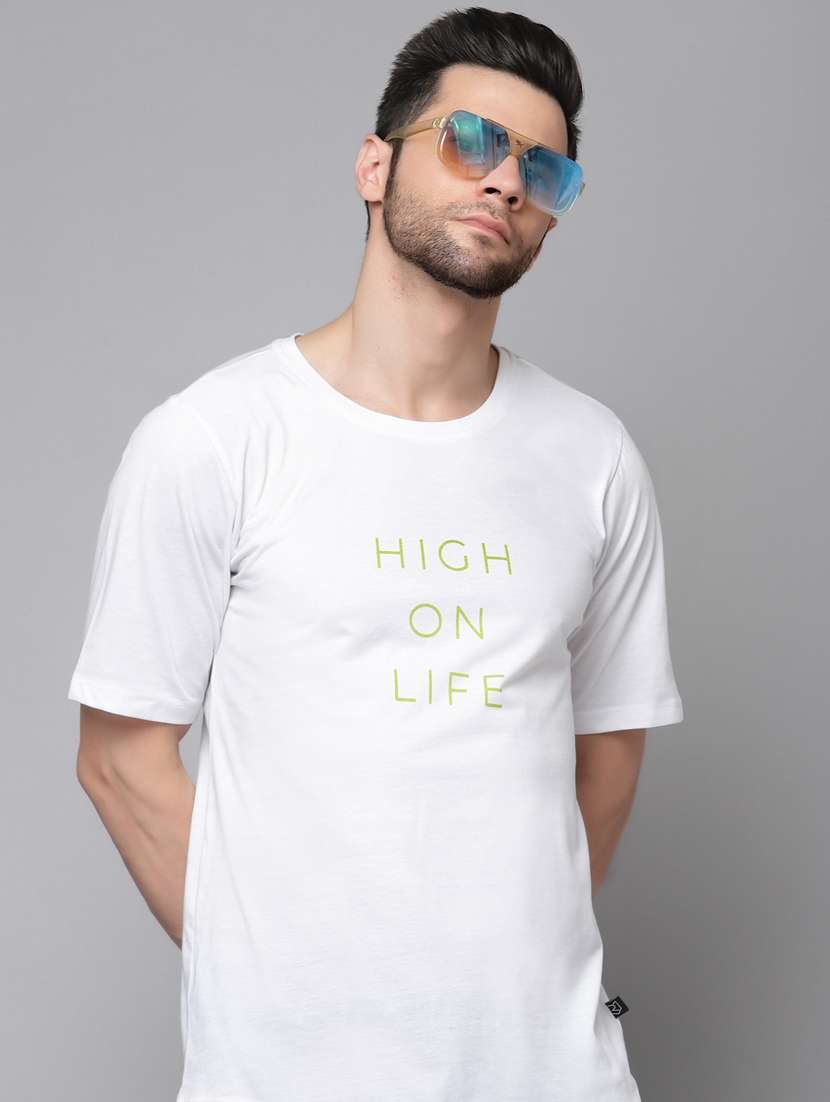 white cotton blend chest print t-shirt - 19979085 -  Standard Image - 1