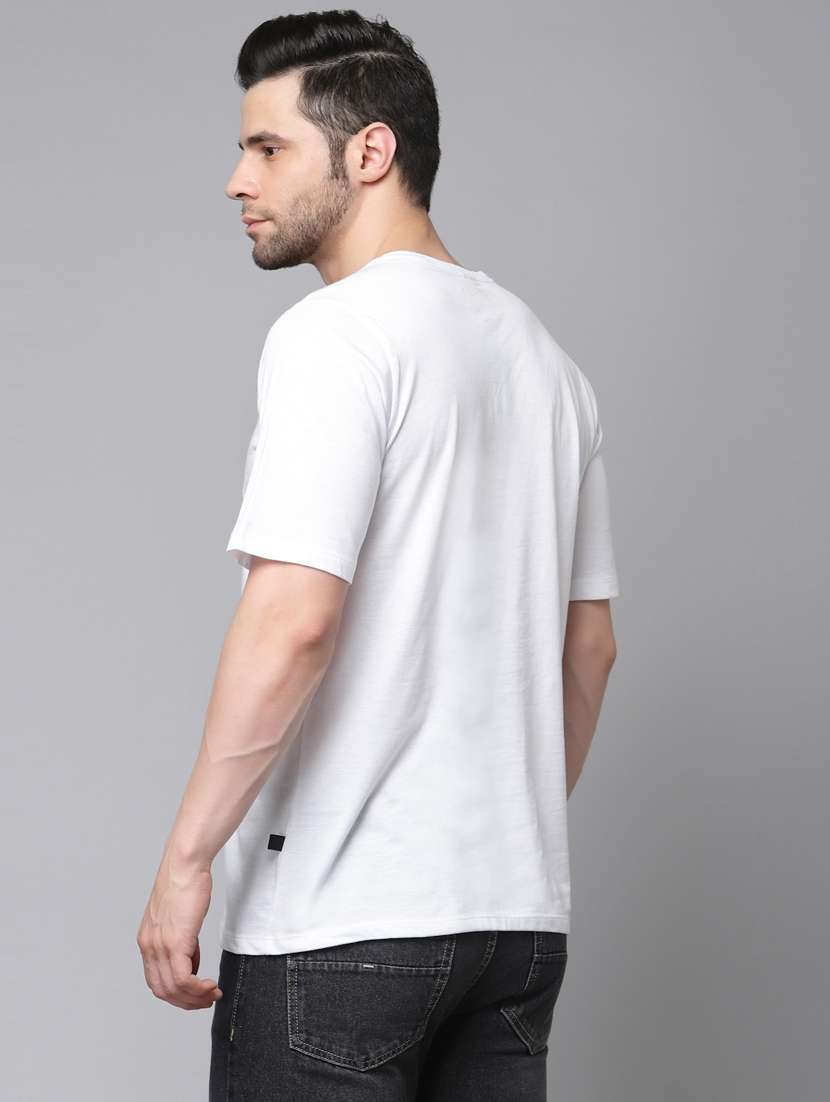 white cotton blend chest print t-shirt - 19979085 -  Standard Image - 4