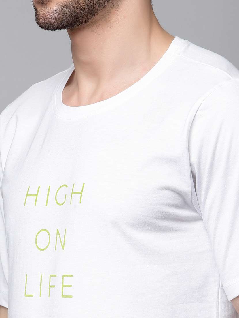 white cotton blend chest print t-shirt - 19979085 -  Standard Image - 6