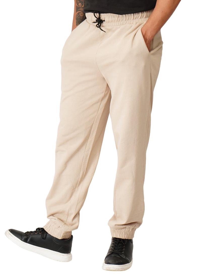 beige solid regular fit jogger - 19980049 -  Standard Image - 1