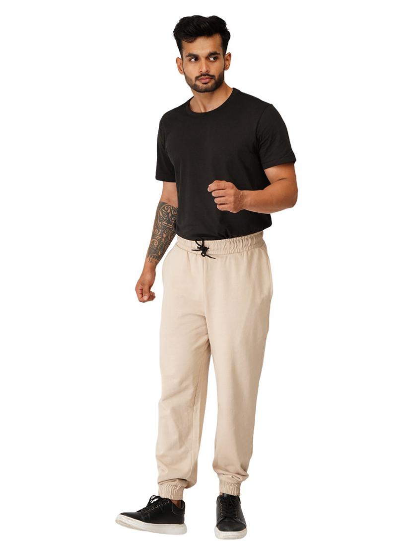 beige solid regular fit jogger - 19980049 - Standard Image - 4