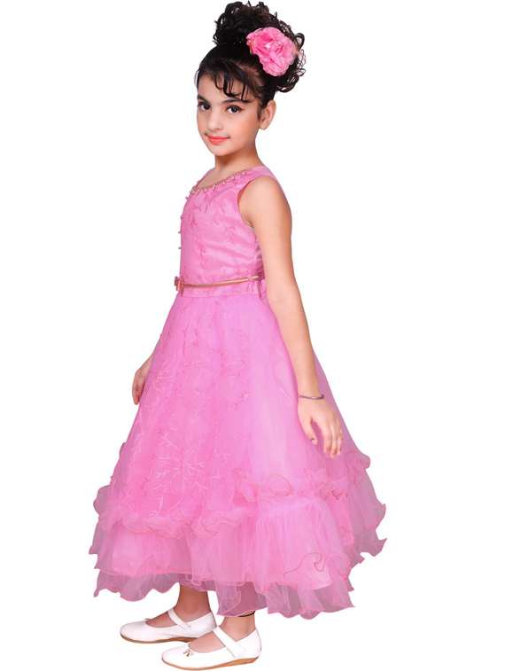 round neck embellished net frock - 19980124 -  Standard Image - 1