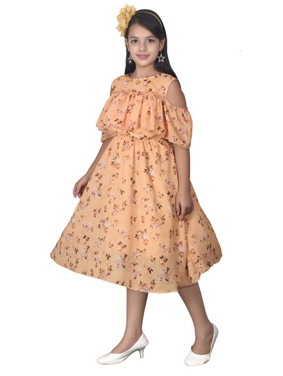 round neck printed georgette frock - 19980173 - Standard Image - 1