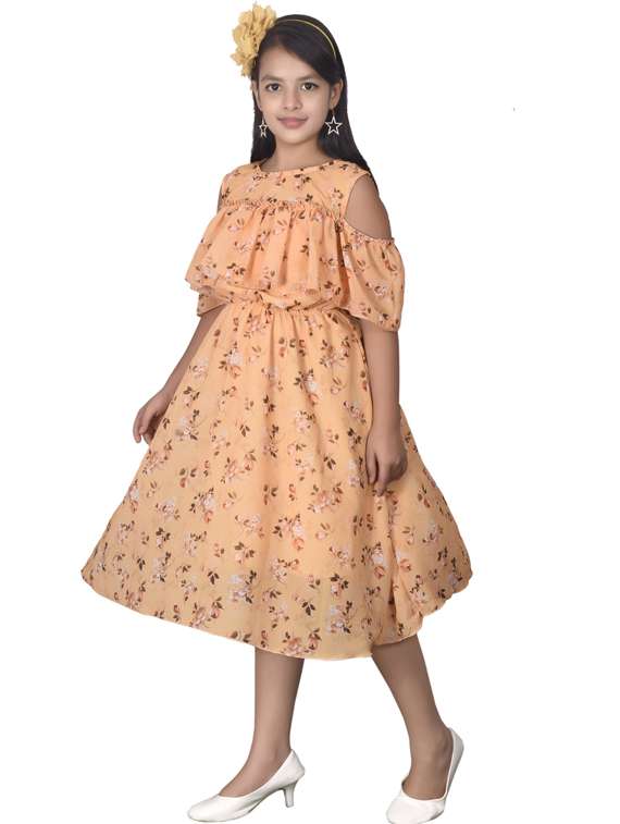 round neck printed georgette frock - 19980174 -  Standard Image - 1