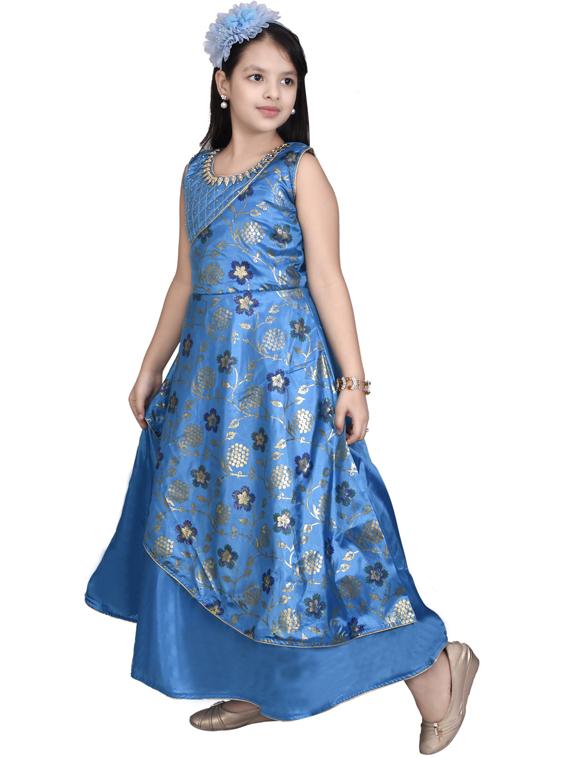 round neck printed silk frock - 19980229 -  Standard Image - 1