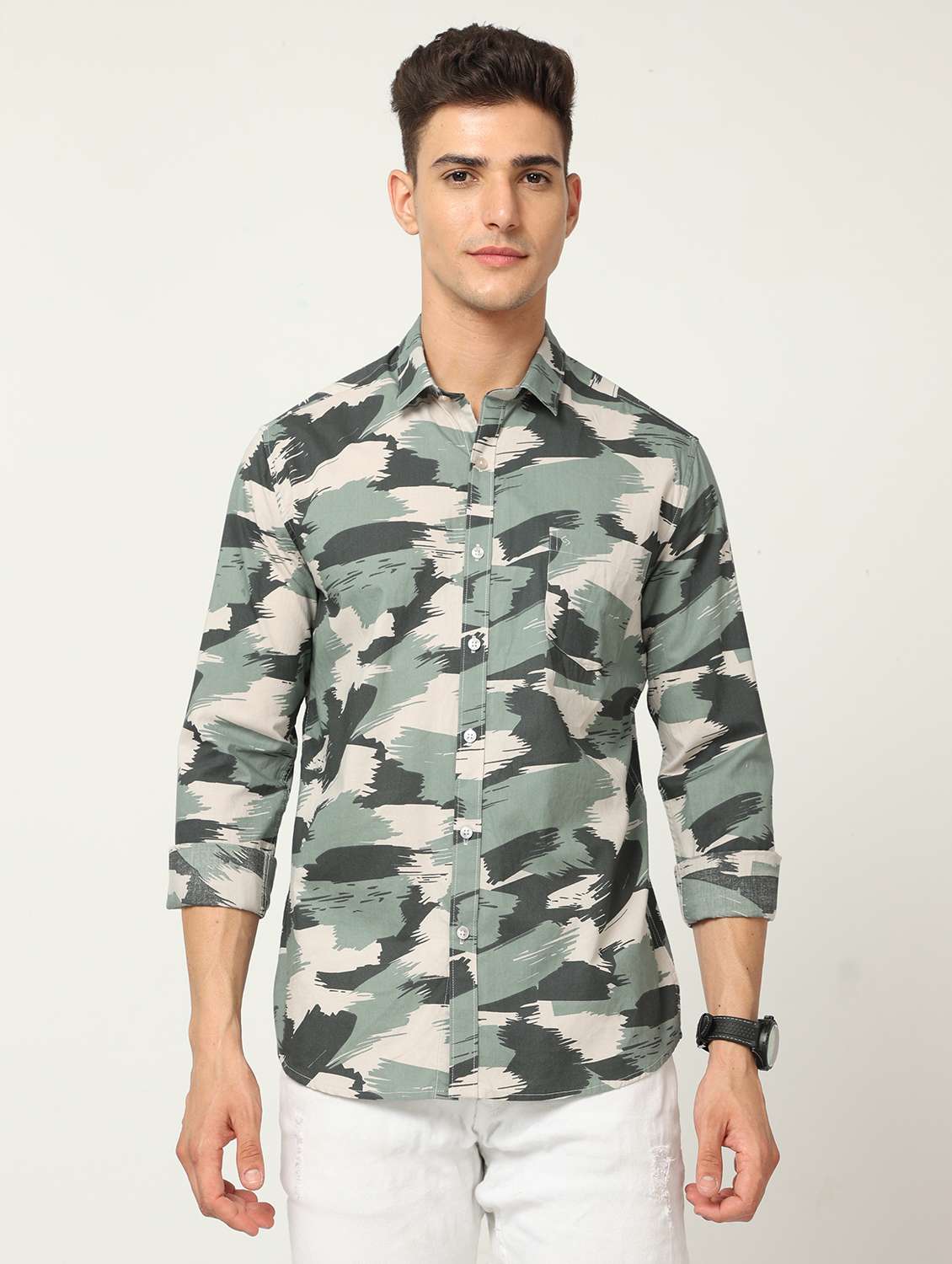 mens printed casual shirt - 19980271 - Zoom Image - 0