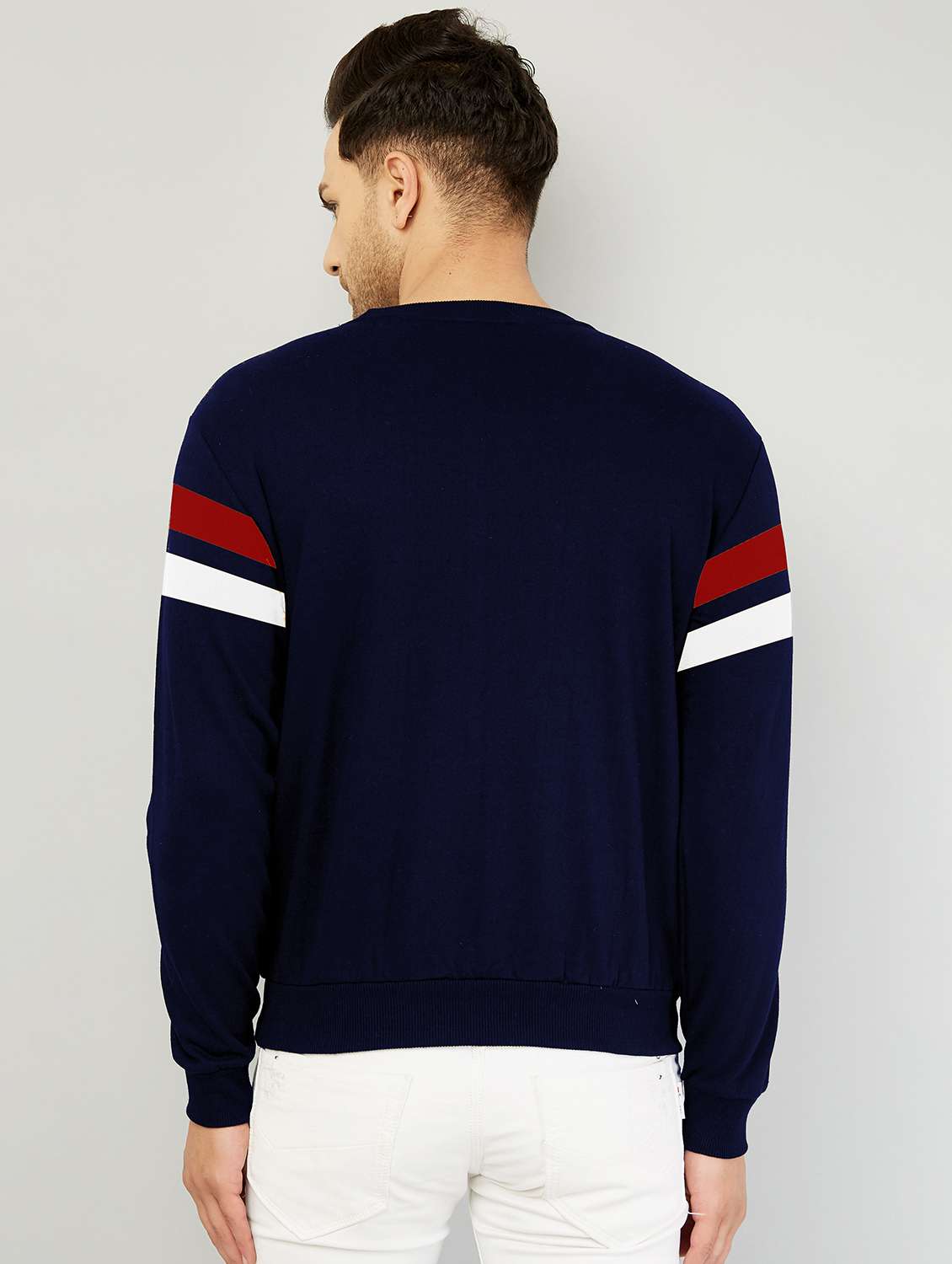 men navy blue regular fit color block t-shirt - 19980302 -  Standard Image - 1