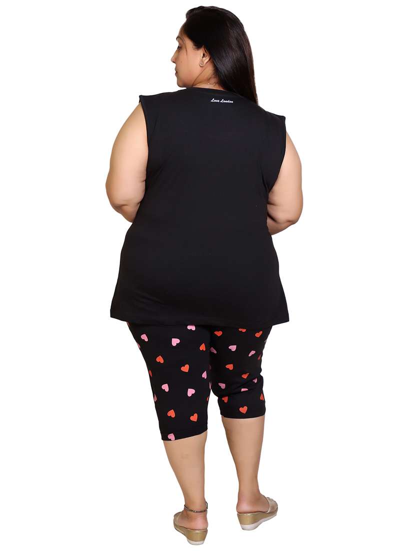 round neck printed nightwear capri set  - 19981048 -  Standard Image - 1