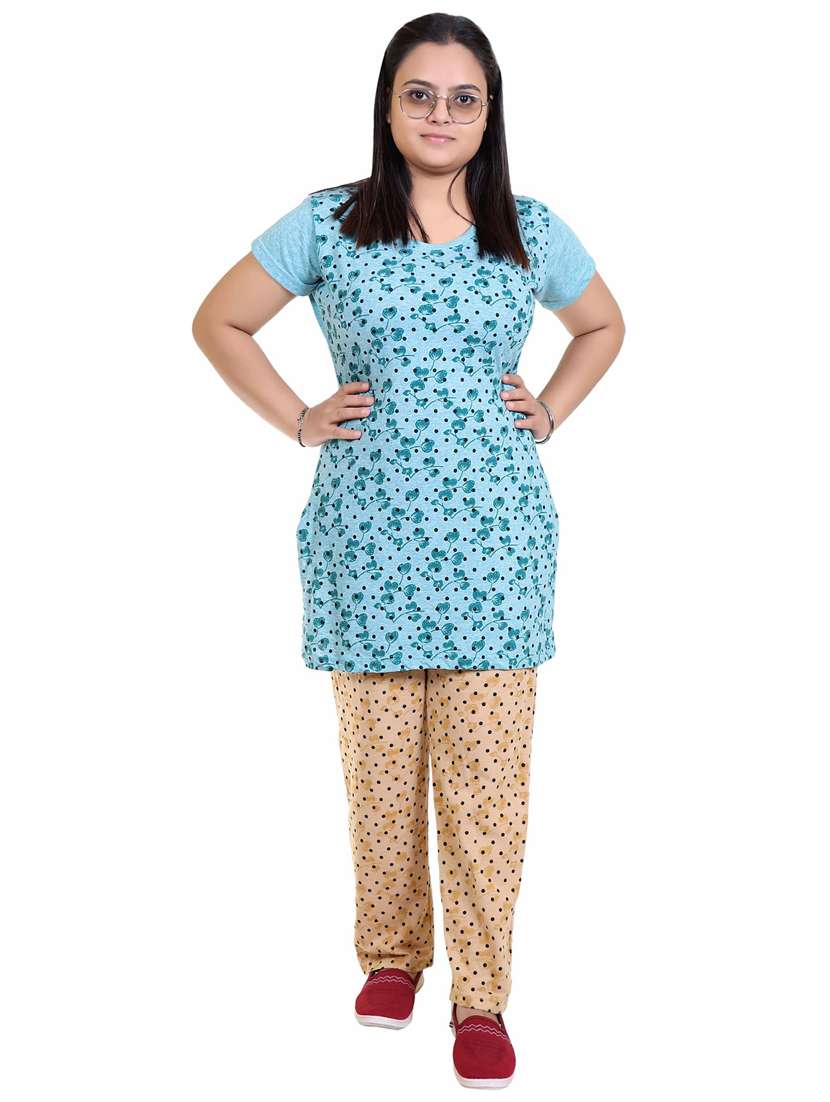 round neck printed nightwear pyjama set  - 19981064 -  Standard Image - 1