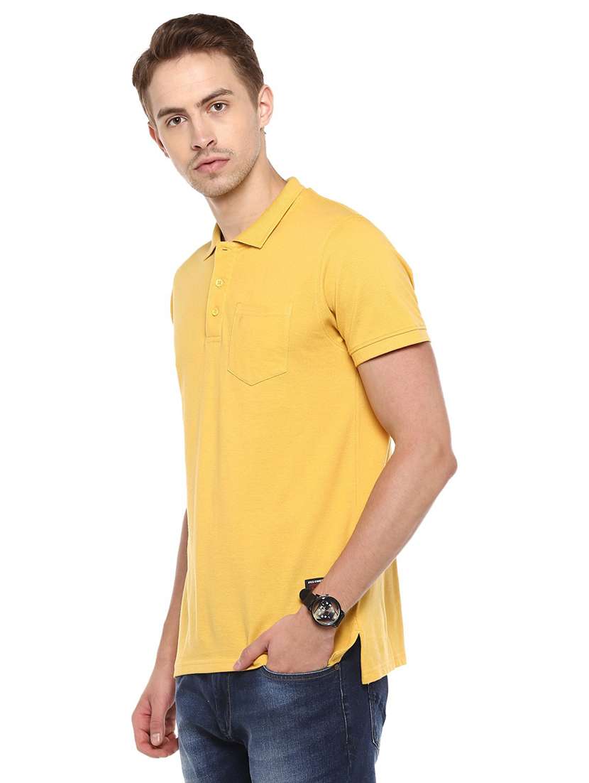 yellow solid short sleeve polo t-shirt - 19981449 -  Standard Image - 1