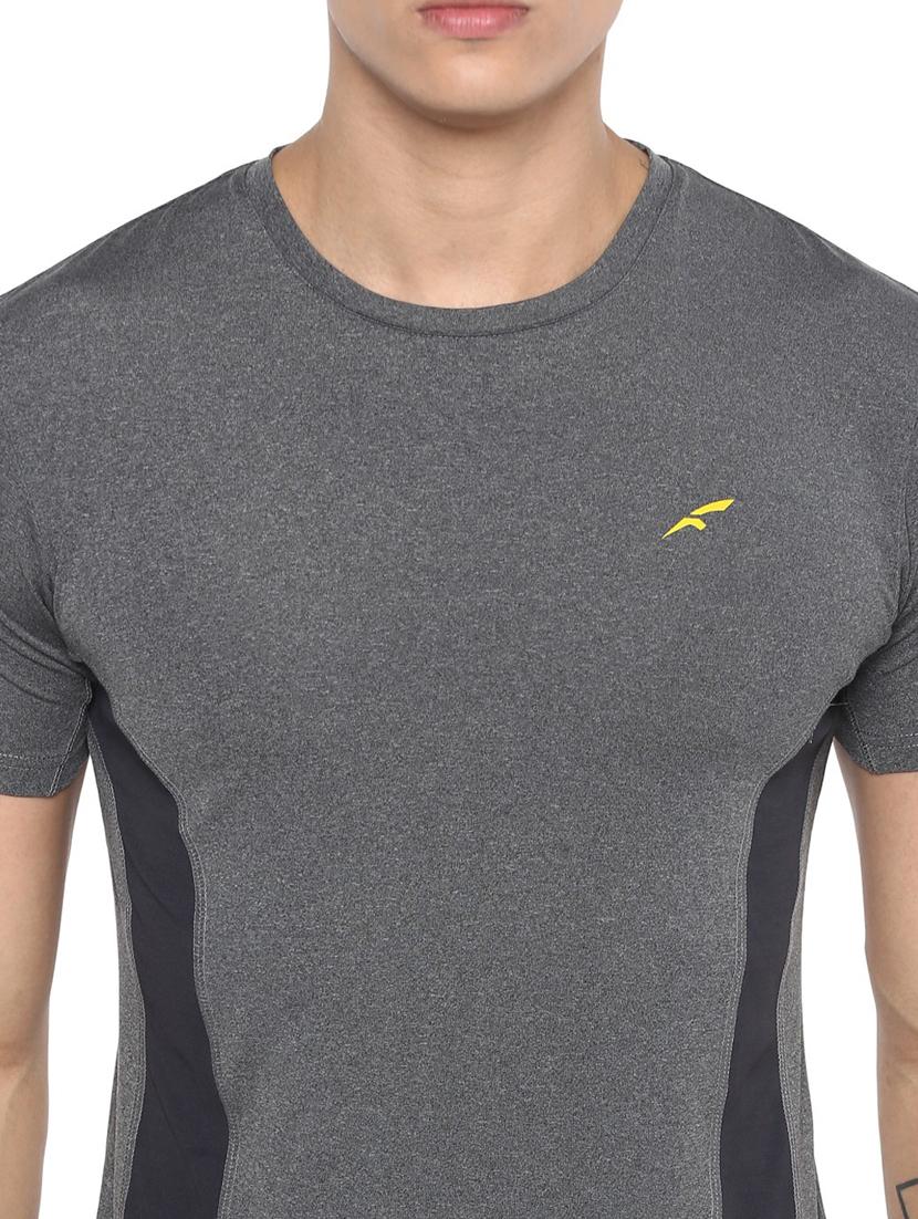 grey color blocked round neck t-shirt - 19981473 - Standard Image - 4