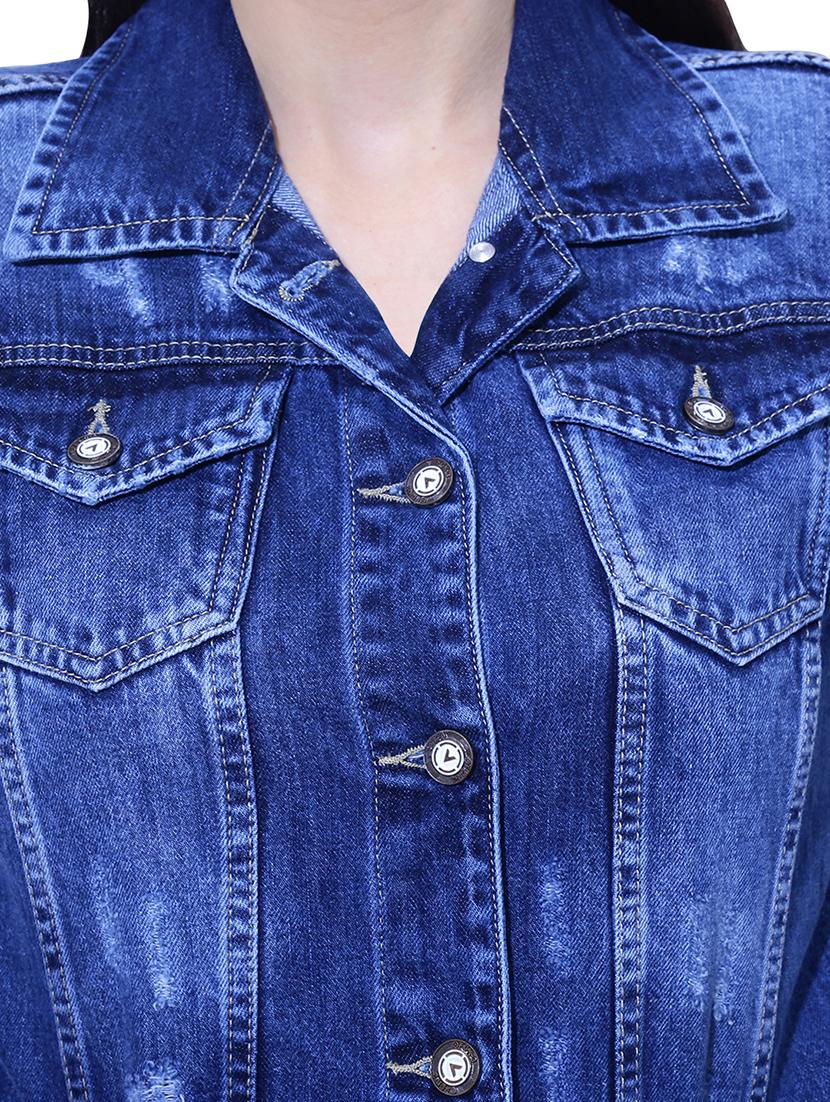 light blue spread collar denim jacket - 19982772 - Standard Image - 4