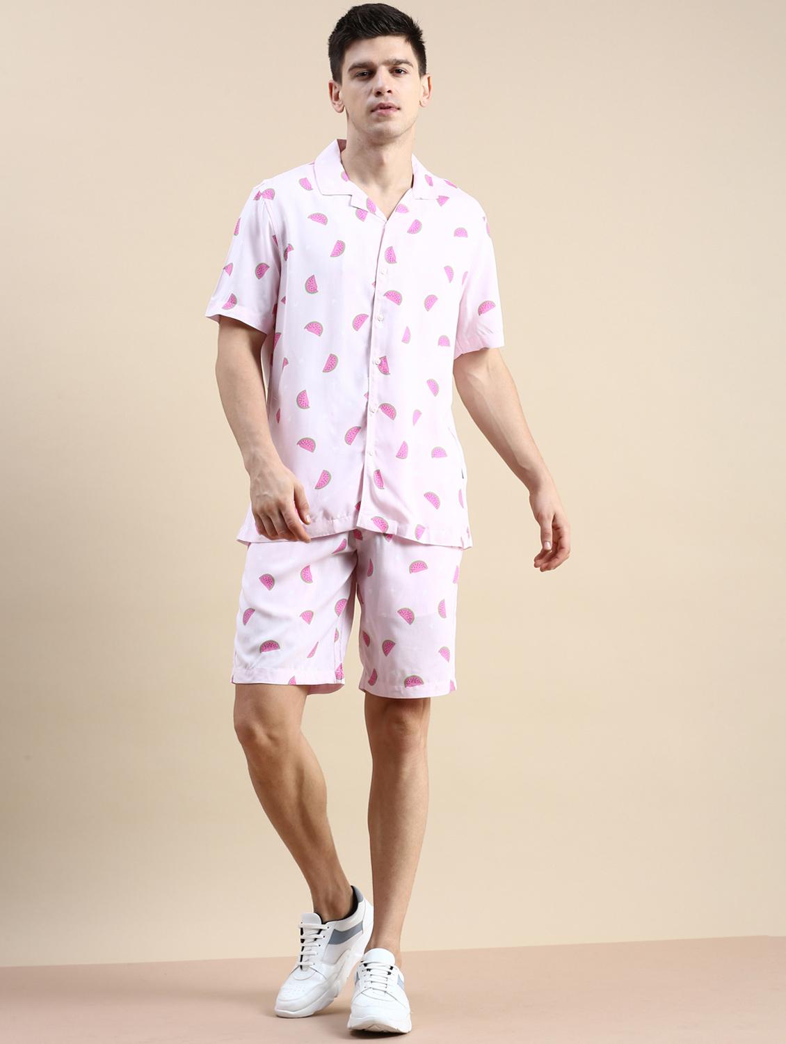 men's printed shirt and short co ord set - 19983033 - Standard Image - 1