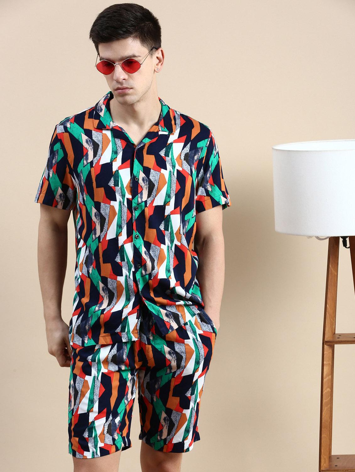 men's printed shirt and short co ord set - 19983040 - Standard Image - 4