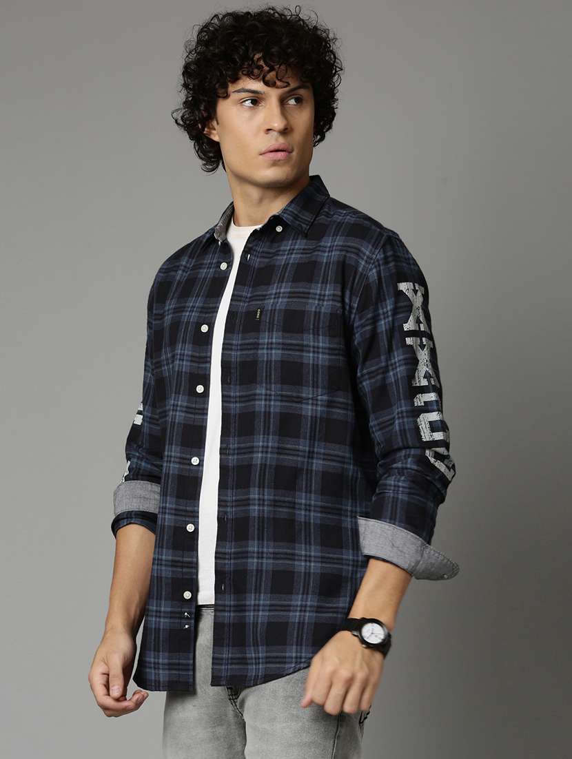 mens checks casual shirt - 19983072 - Standard Image - 1