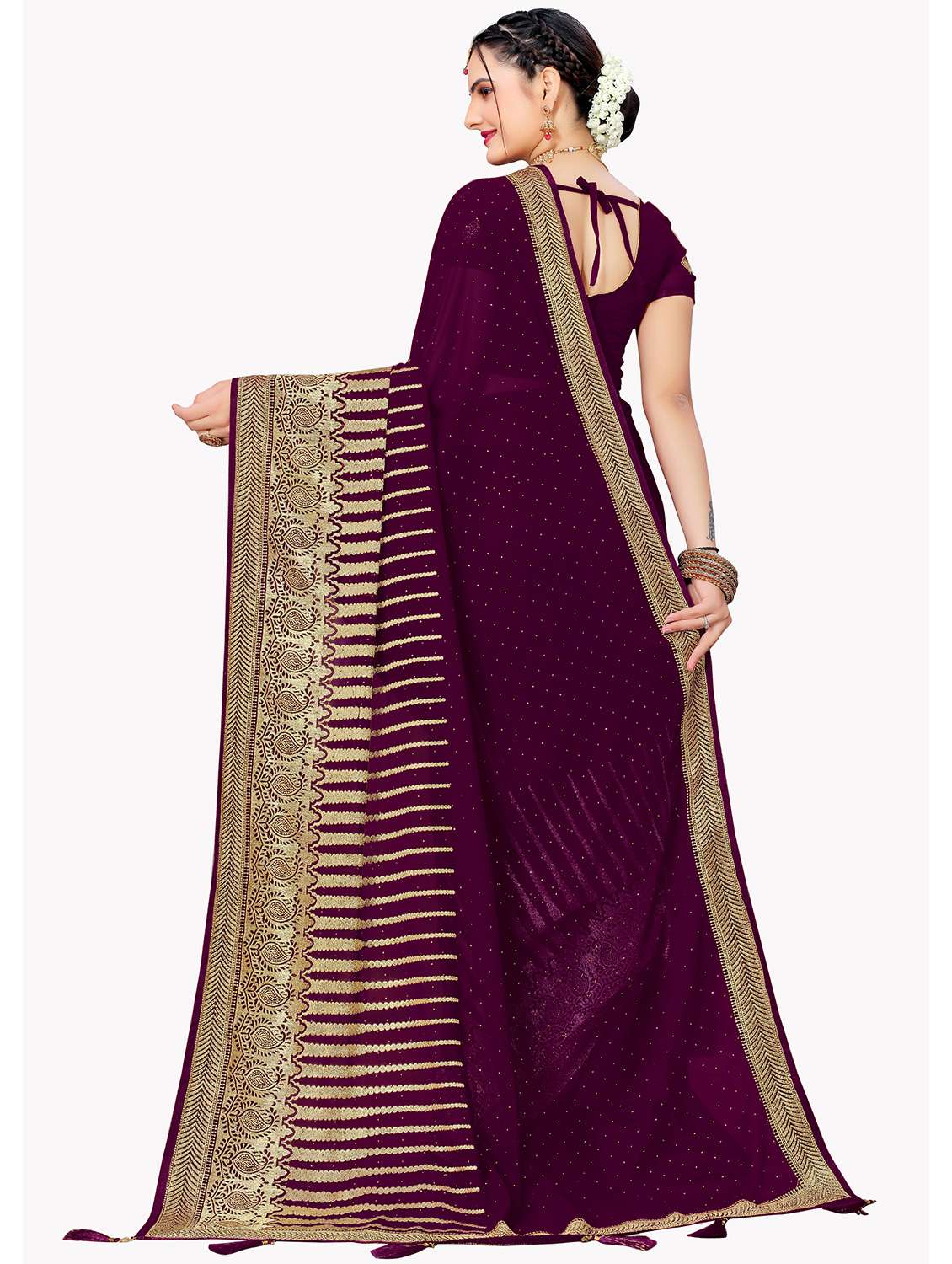 women's self design purple colored saree - 19983124 - Standard Image - 1