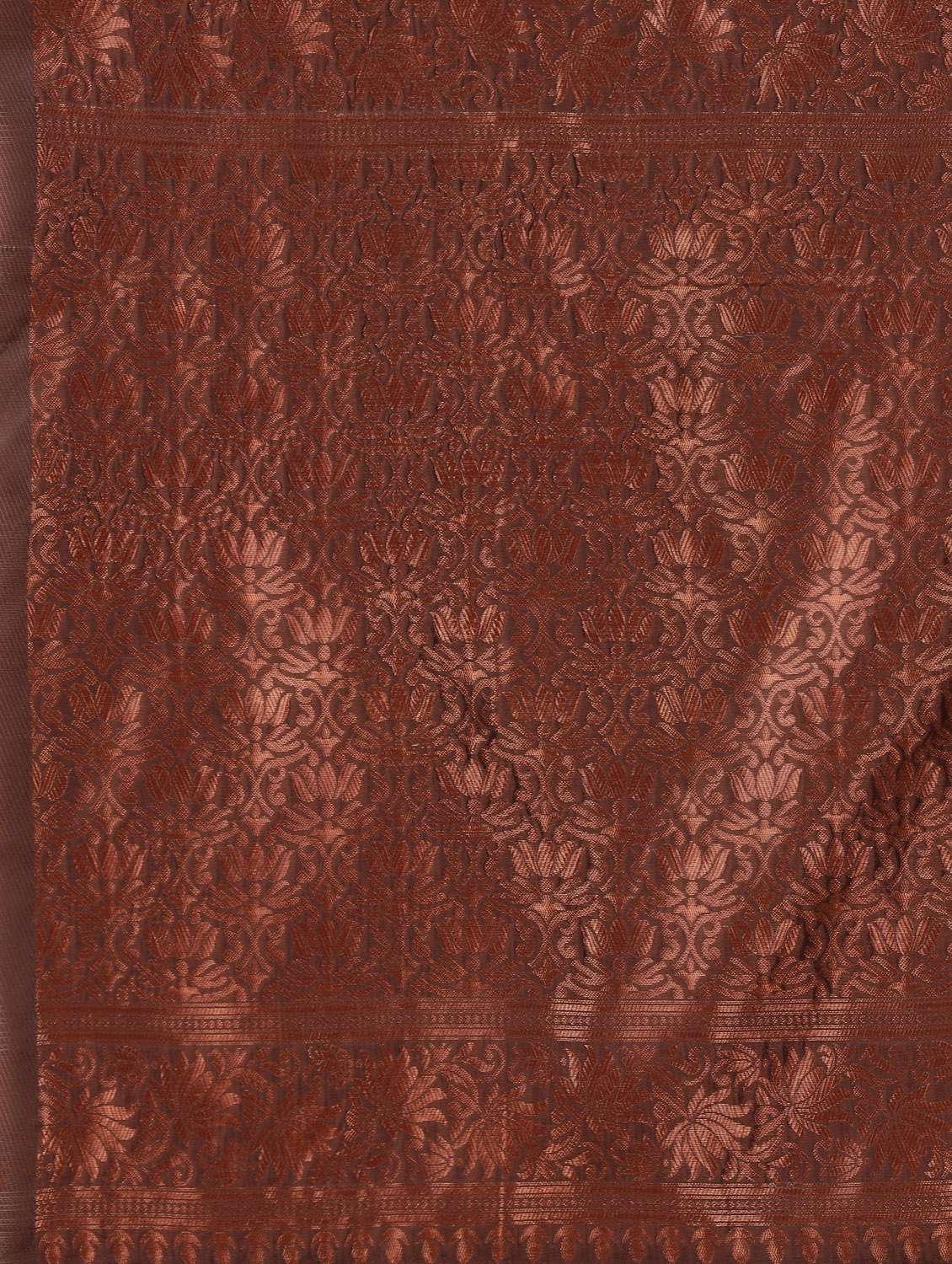 brown jacquard kanjivaram saree with blouse - 19983168 -  Standard Image - 4