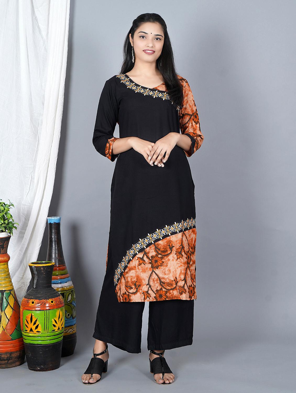v neck printed straight kurta - 19983216 -  Standard Image - 1