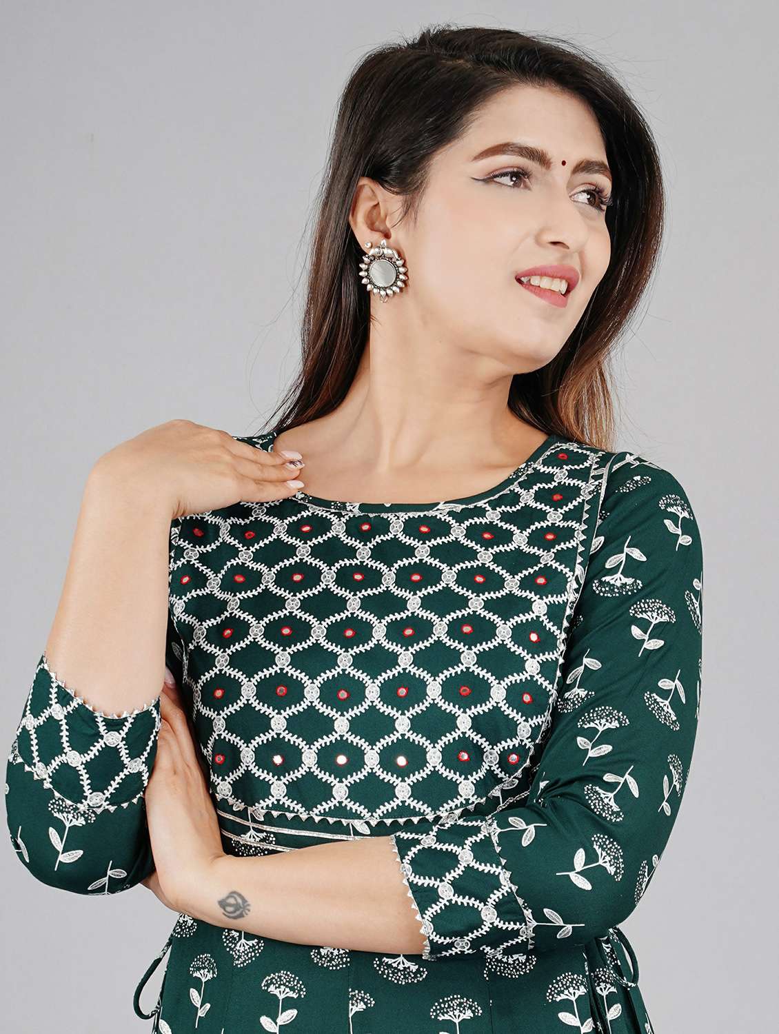boat neck printed anarkali kurta - 19983237 - Standard Image - 4