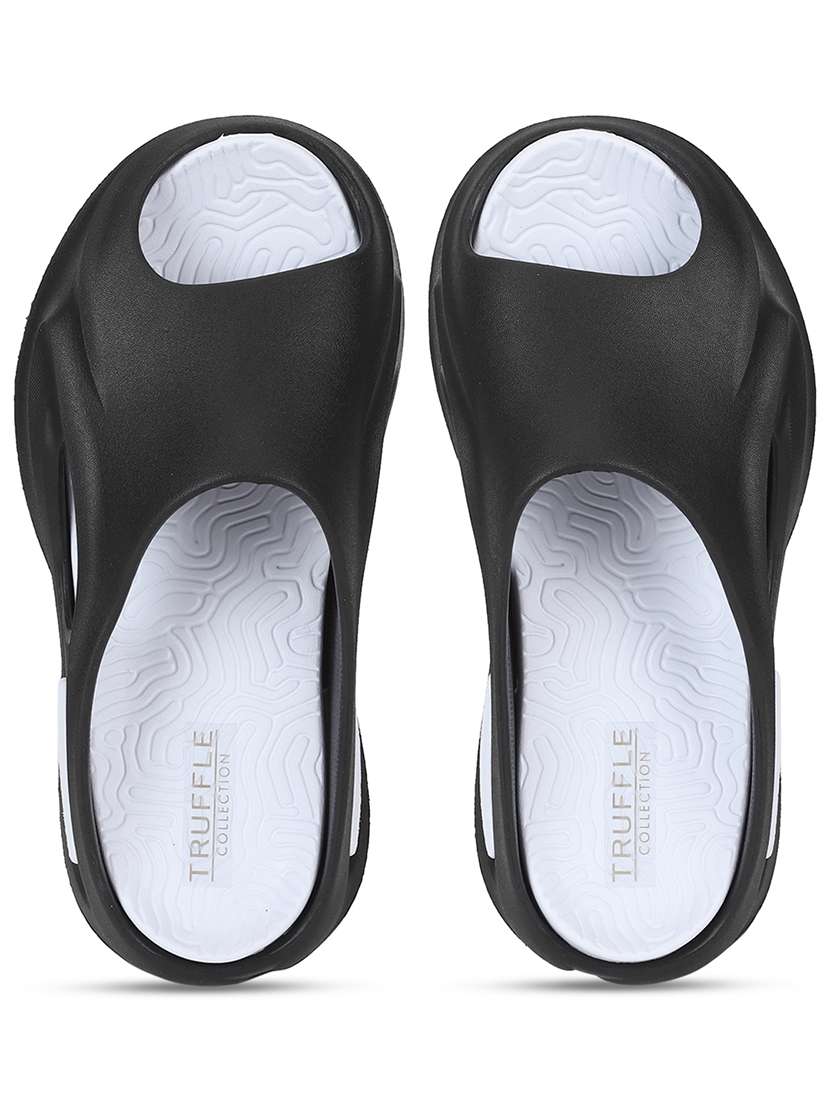 black pu slides flip flops - 19984185 -  Standard Image - 4