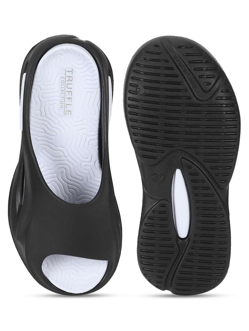 black pu slides flip flops - 19984185 -  Standard Image - 6