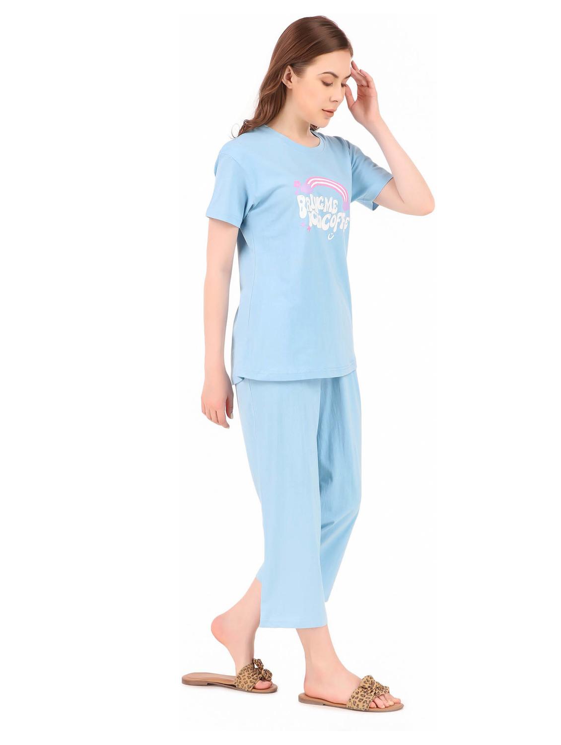 round neck printed nightwear pyjama set  - 19984688 -  Standard Image - 1