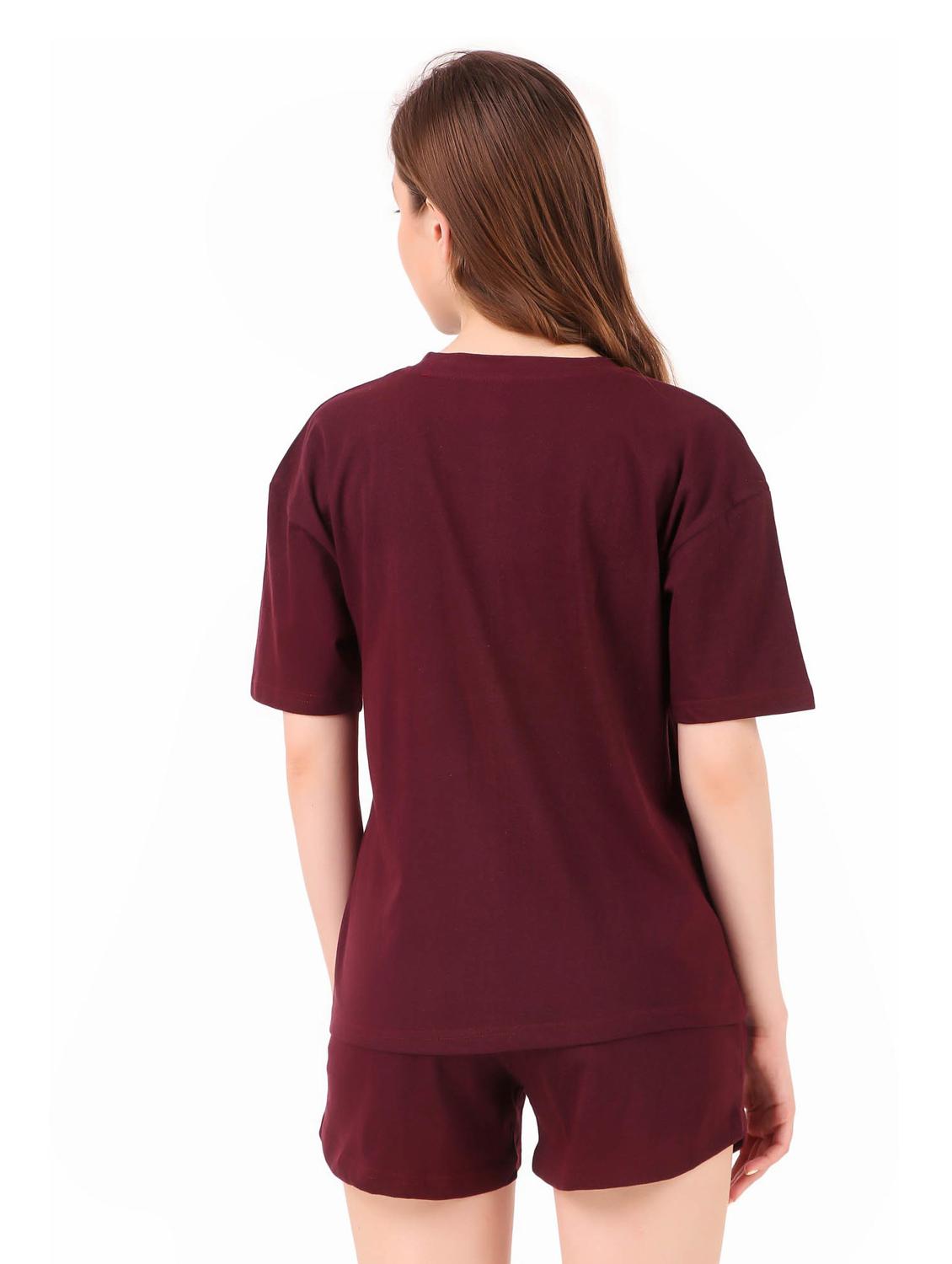 round neck solid nightwear shorts set - 19984692 - Standard Image - 4