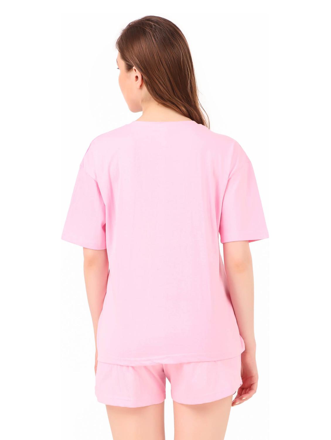 round neck solid nightwear shorts set - 19984694 - Standard Image - 4