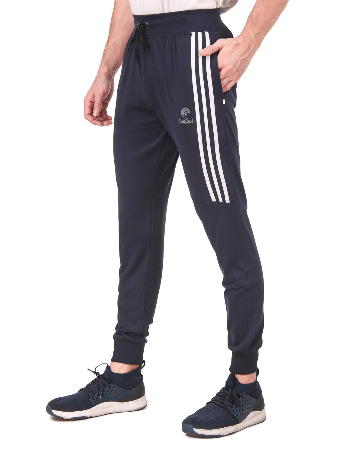 dark blue cotton full length track pant - 19984721 - Standard Image - 1
