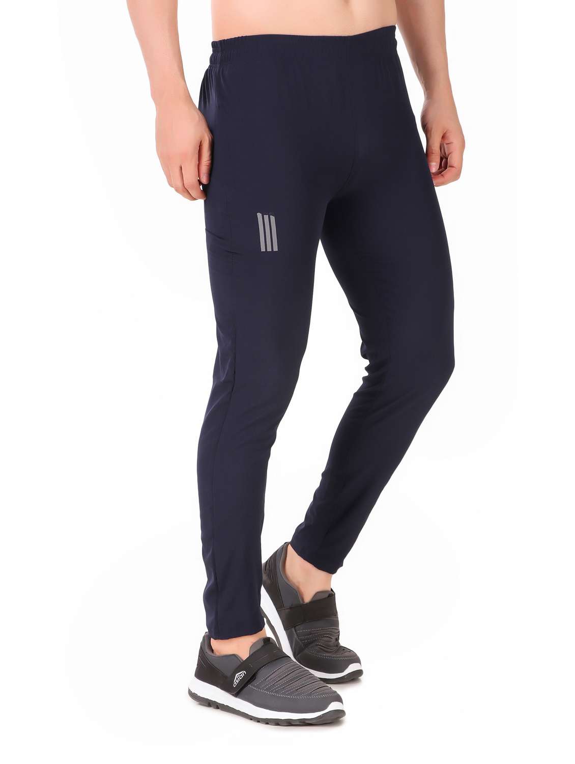 blue cotton blend  full length track pant - 19984729 -  Standard Image - 1