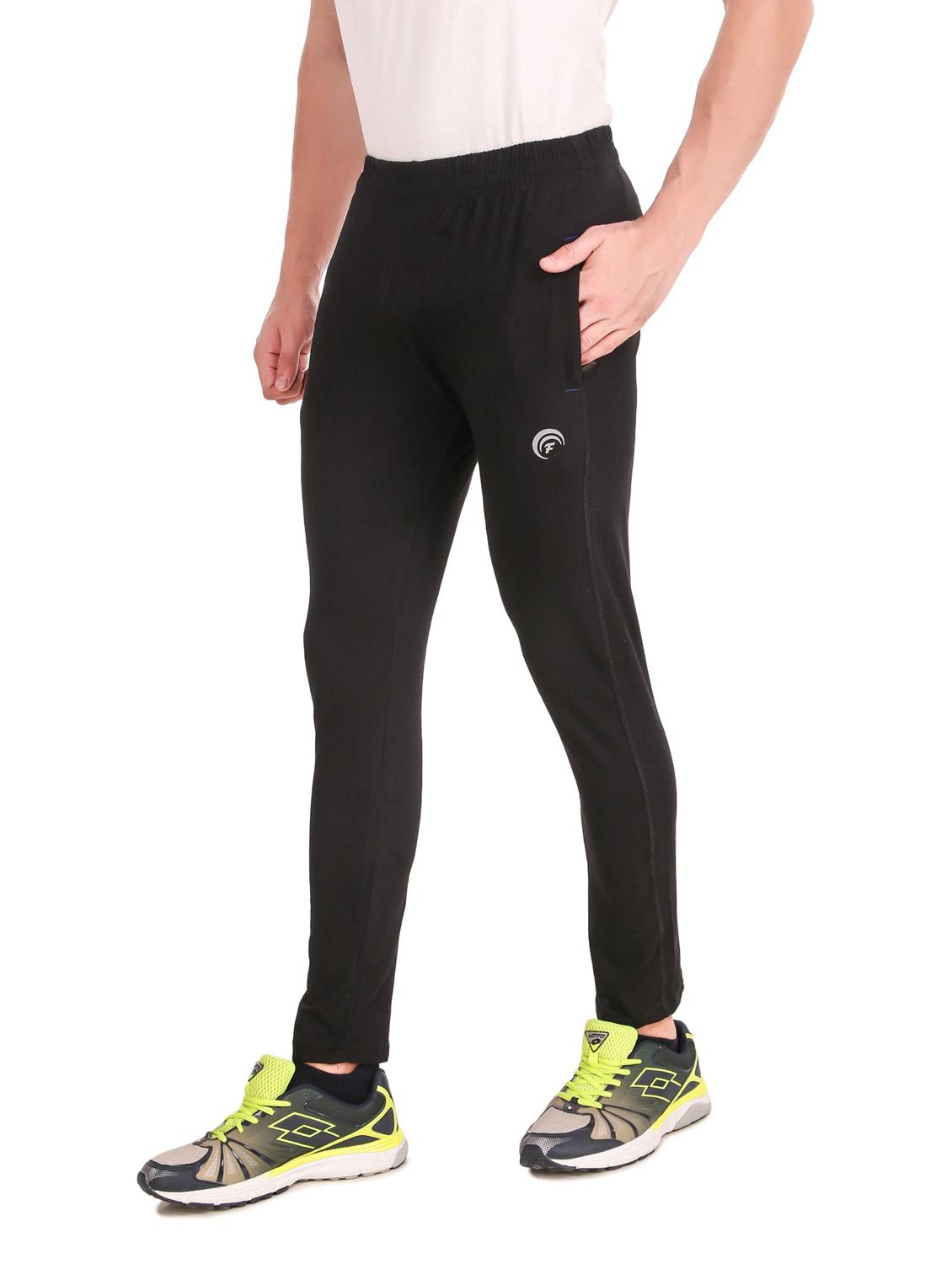 black cotton full length track pant - 19984735 - Standard Image - 1