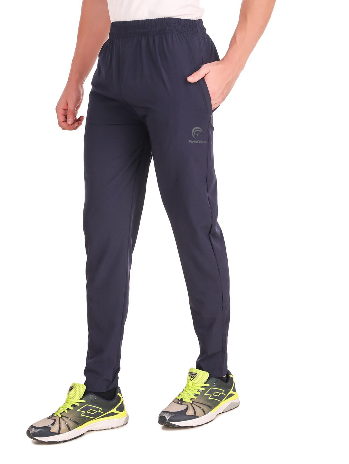 dark blue lycra blend  full length track pant - 19984771 -  Standard Image - 1