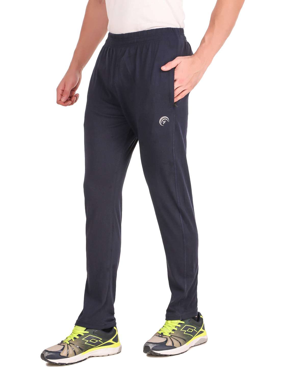 dark blue cotton  full length track pant - 19984780 -  Standard Image - 1