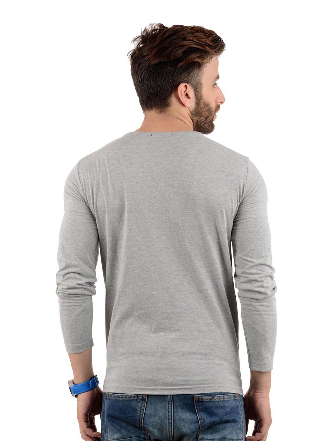 grey solid regular t-shirt - 19984805 - Standard Image - 1