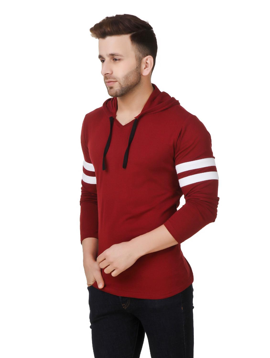 hood neck solid regular t-shirt - 19984821 - Standard Image - 1