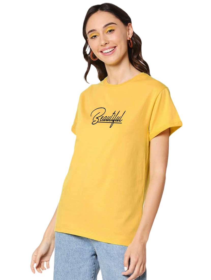 yellow cotton regular tshirt - 19985192 -  Standard Image - 1