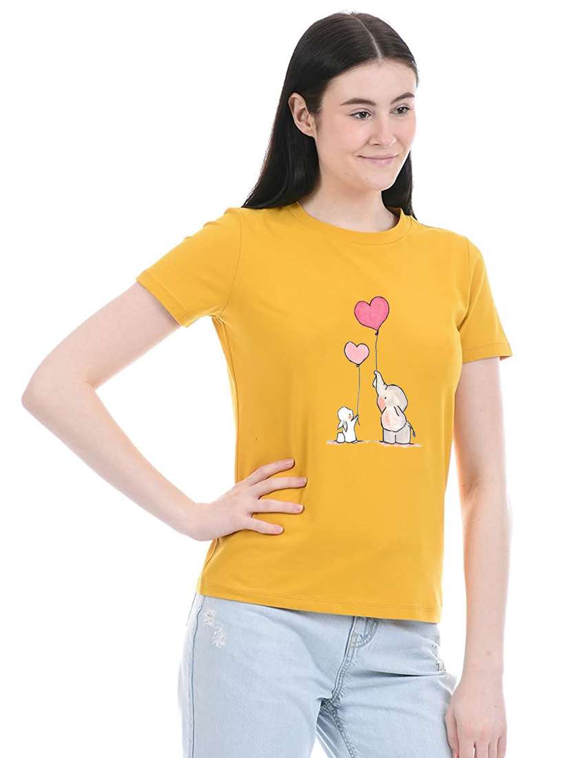 yellow cotton regular tshirt - 19985195 - Standard Image - 1