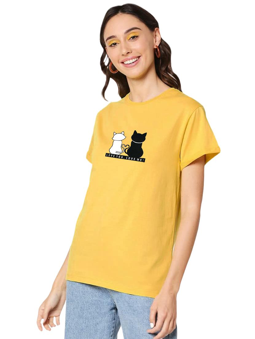 yellow cotton regular tshirt - 19985205 - Standard Image - 1