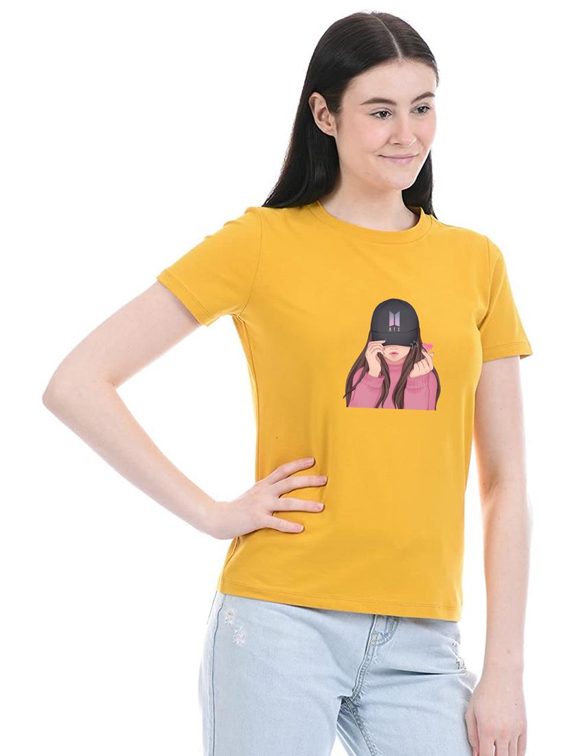 yellow cotton regular tshirt - 19985296 - Standard Image - 1