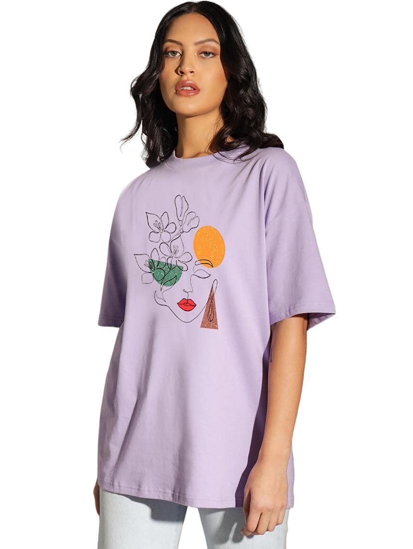 purple cotton oversized tshirt - 19985599 - Standard Image - 1