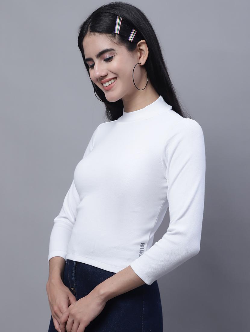 women's white mock neck top - 19986074 - Standard Image - 1
