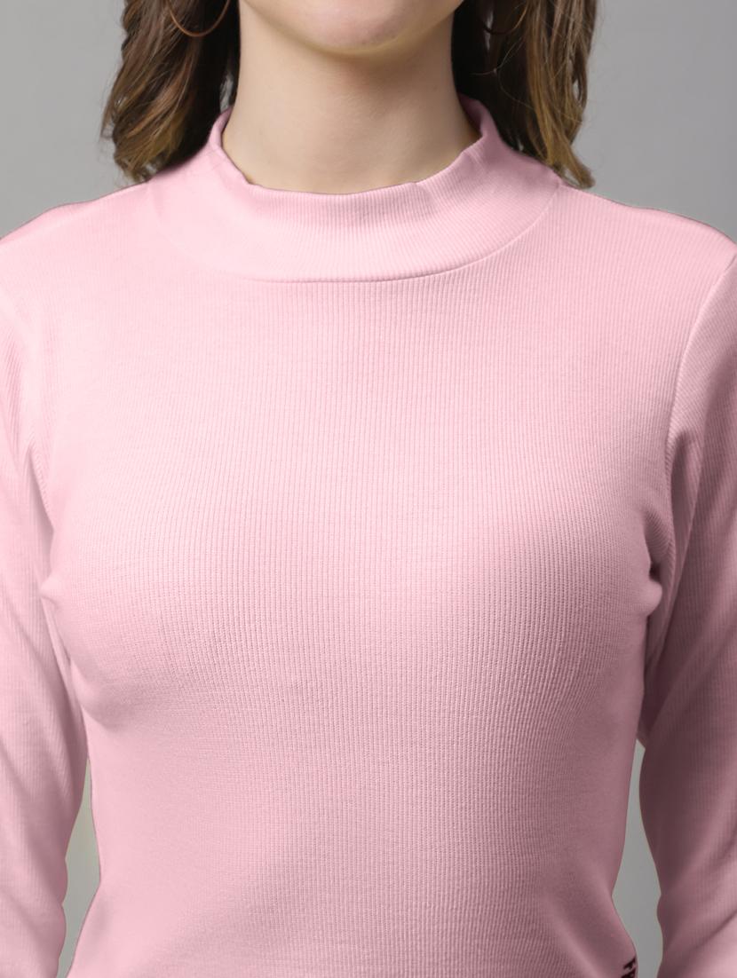women solid mock neck long sleeves top - 19986083 - Standard Image - 4