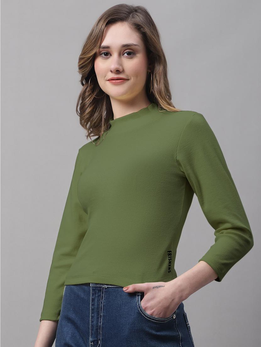 women solid mock neck long sleeves top - 19986085 -  Standard Image - 1