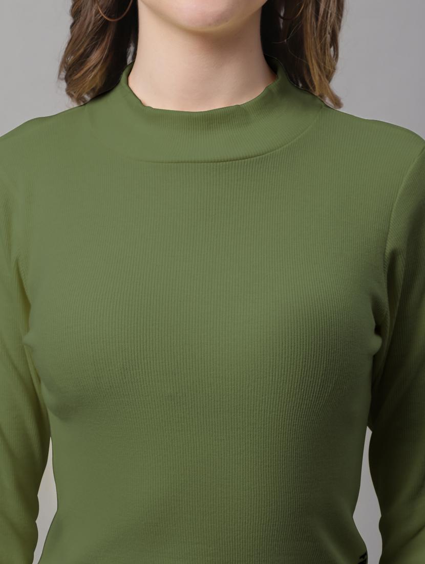 women solid mock neck long sleeves top - 19986085 - Standard Image - 4