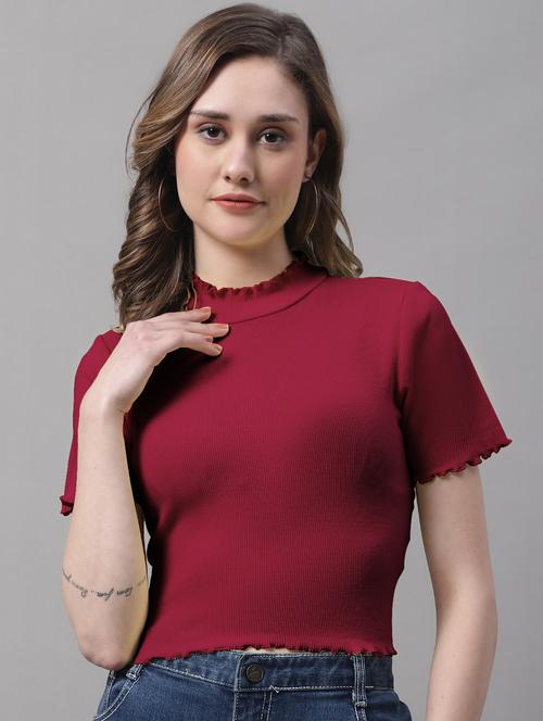 women's crop mock neck top - 19986088 - Standard Image - 0
