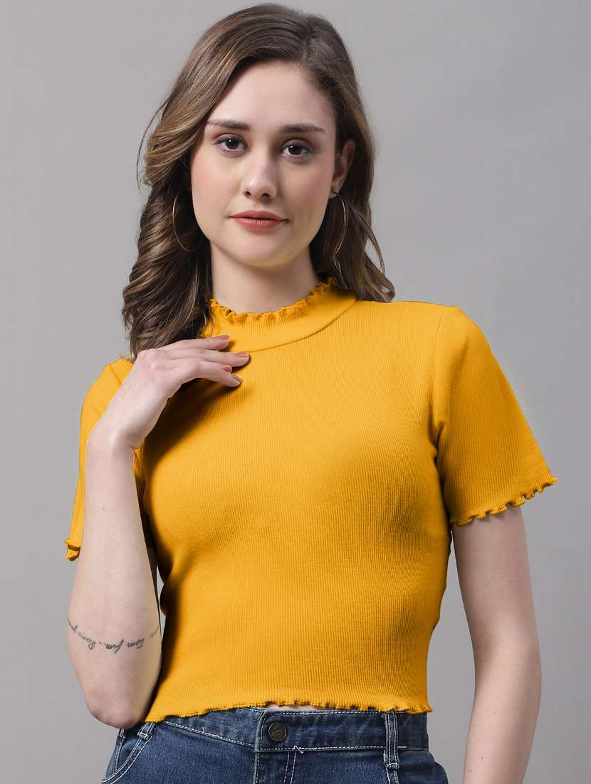 women's crop mock neck top
