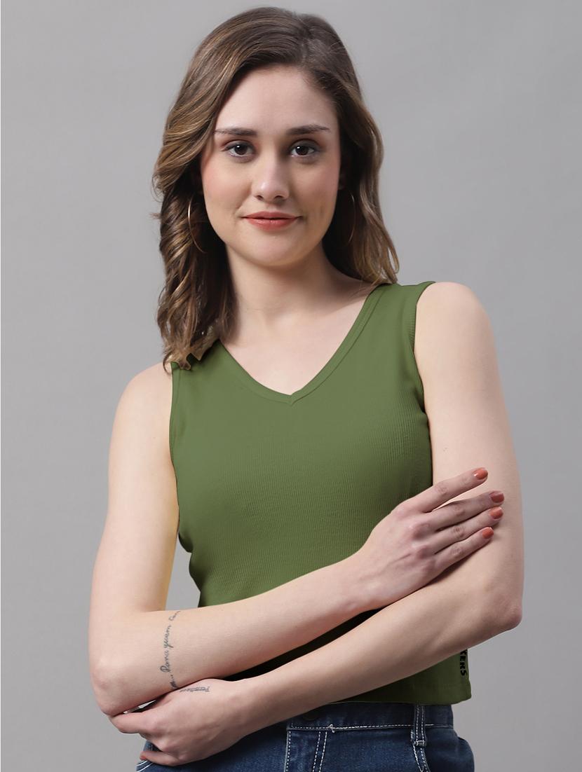 women's crop v neck top - 19986107 - Zoom Image - 0